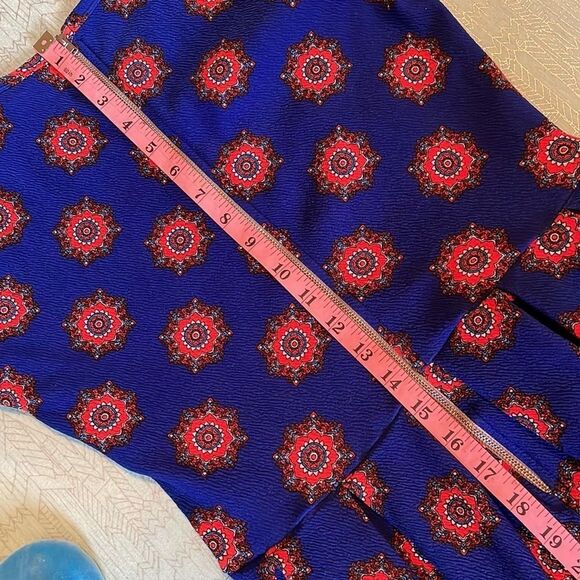 LULAROE Amelia Dress size S beautiful rich blue with colorful pattern accents - Picture 11 of 14